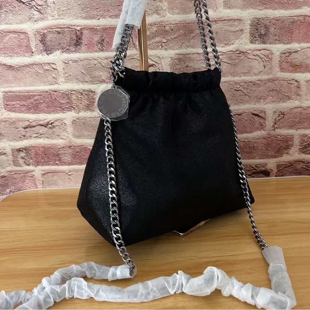 Stella McCartney Black Faux Leather Shoulder Bag Vegan Luxury Handbag in black